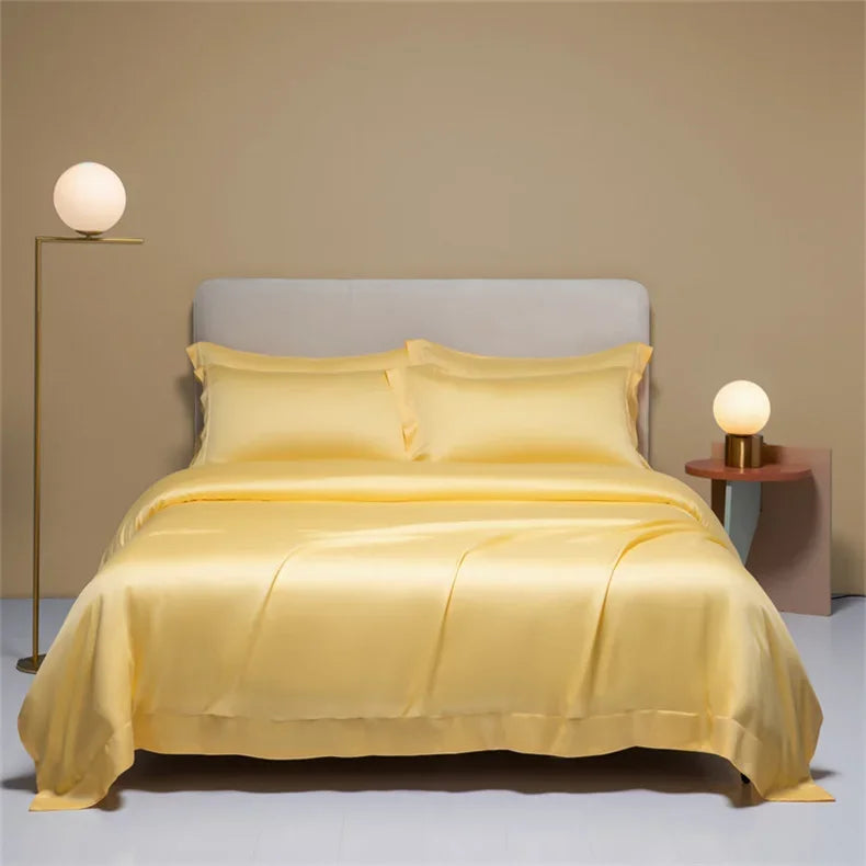 Luxury mulberry silk duvet cover by MC The Black Diamonds, solid color bedsheet in single, double, king sizes, 150x200 or 240x260.
