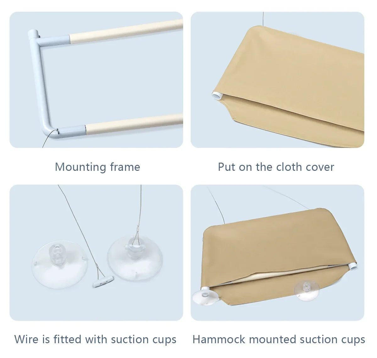 Cat window bed with suction cup by MC THE BLACK DIAMOND, cozy hammock designed for cats to relax by the window.