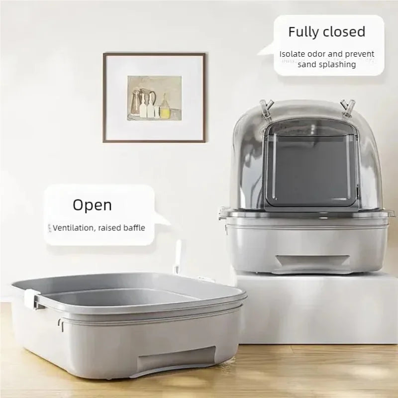 Extra-large MC THE BLACK DIAMOND cat litter box with high sides and durable plastic, designed for comfortable cat use.