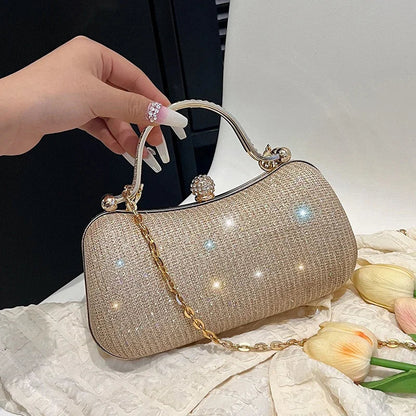 MC THE BLACK DIAMOND chain evening shoulder bag for women, stylish dinner handbag with a sleek design and chain strap.