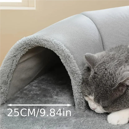 MC THE BLACK DIAMOND cozy cat tunnel bed and play mat, small animal habitat accessory with soft fabric and tunnel design.