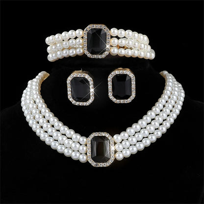 MC THE BLACK DIAMOND bridal jewelry set featuring a versatile necklace and earrings, elegant and perfect for special occasions.