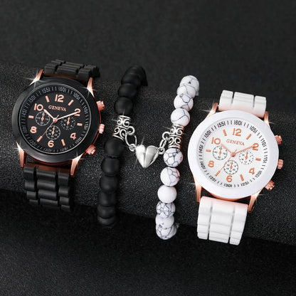 Set of 4 couple watches from MC The Black Diamonds, featuring fashionable Arabic-style jewelry watches with stylish designs.