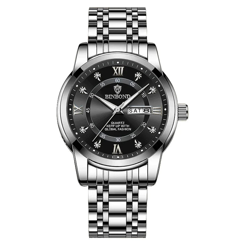 Luxury MC The Black Diamond diver watch for men, 30ATM waterproof sport watch with date, stylish jewelry timepiece.