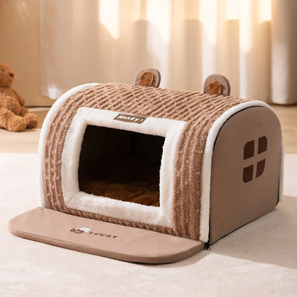 MC THE BLACK DIAMOND large dog kennel nest with washable, warm winter dog house mat and cozy sleep tent for medium to large dogs.
