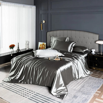 Satin duvet cover from Mc The Black Diamonds, solid color bedding set with a smooth, skin-friendly finish, perfect for bedroom decor.