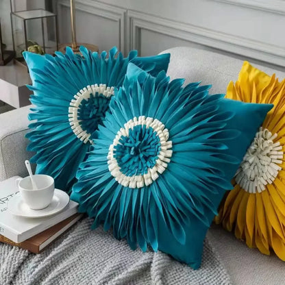 Pink and white velvet throw pillow with 3D chrysanthemum stitching, 45x45cm, home decor cushion by MC THE BLACK DIAMOND