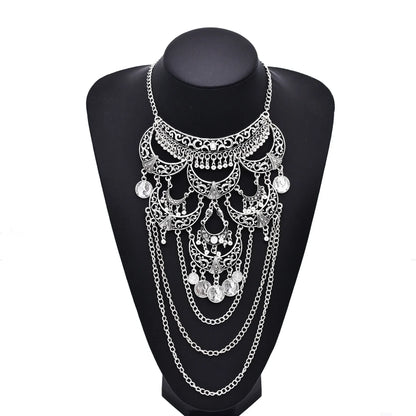 Retro silvery cross chain necklace with moon pendant from 𝕄𝕔 𝕋𝕙𝕖 𝔹𝕝𝕒𝕔𝕜 𝔻𝕚𝕒𝕞𝕠�