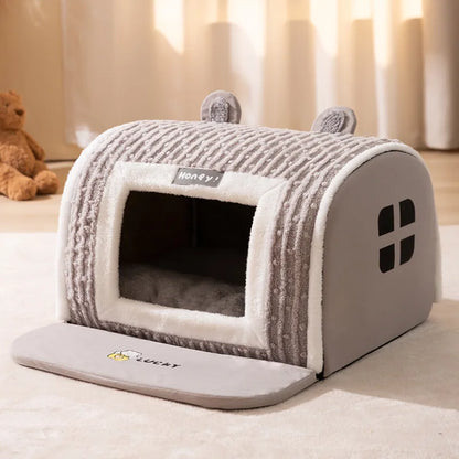 MC THE BLACK DIAMOND winter dog kennel nest with washable, deep sleep mat for medium to large dogs in a cozy pet bed setting.