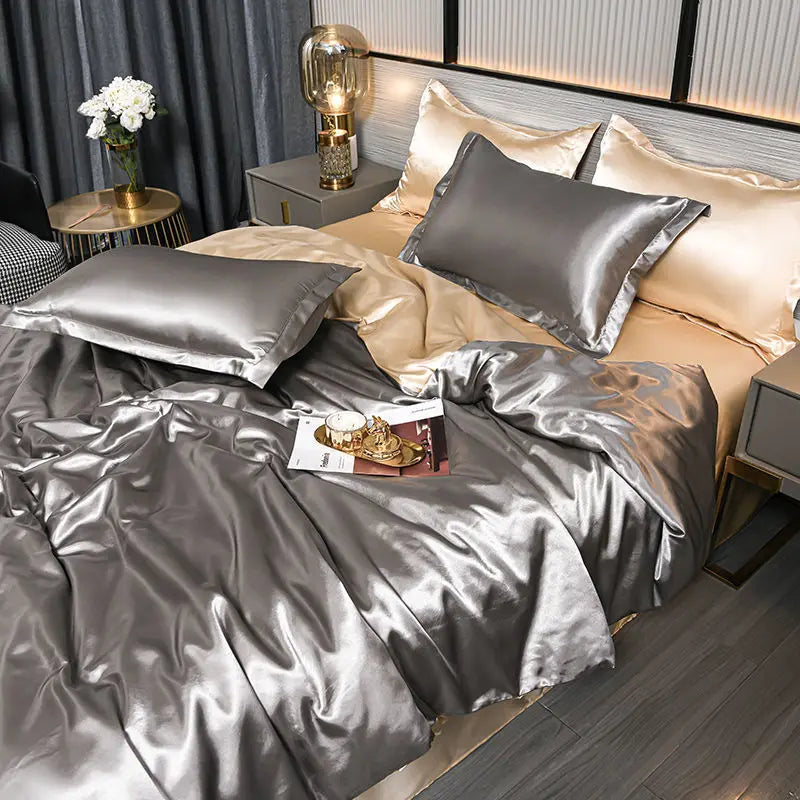 Luxury Mulberry Silky Bedding Set with satin duvet cover and sheets, soft, skin-friendly high-end bedsheets by 𝕄𝕔 𝕋𝕙𝕖 𝔹𝕝𝕒𝕔𝕜 𝔻