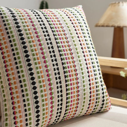 MC THE BLACK DIAMOND Nordic striped dots woven cushion cover with cotton and linen, featuring geometric patterns for sofa decor.