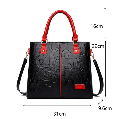MC THE BLACK DIAMOND PU leather casual crossbody bag for women, large capacity travel shoulder tote with elegant design.