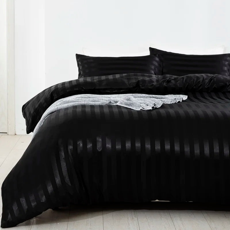 Luxury ivory white satin striped duvet cover set by 𝕄𝕔 𝕋𝕙𝕖 𝔹𝕝𝕒𝕔𝕜 𝔻𝕚𝕒𝕞𝕠�