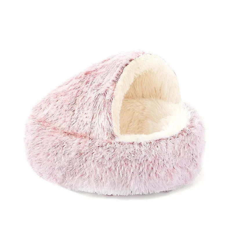 MC THE BLACK DIAMOND cozy round cat house with plush interior, thick warm cushion, perfect for small cats and kittens to sleep comfortably.