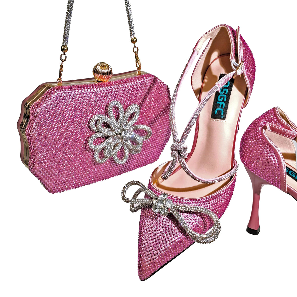 MC THE BLACK DIAMOND purple rhinestone party shoes and matching heels with pointed toes and full upper design.
