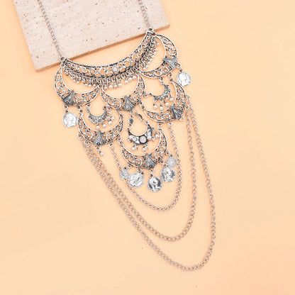Silver cross chain necklace with moon pendant from 𝕄𝕔 𝕋𝕙𝕖 𝔹𝕝𝕒𝕔𝕜 𝔻𝕚𝕒𝕞𝕠𝕟