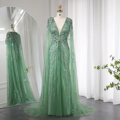 Luxury Dubai Sage Gree Women Dress by MC THE BLACK DIAMOND, featuring elegant design and vibrant green fabric.