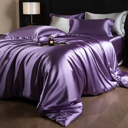 Luxury MC The Black Diamonds satin duvet cover set in solid color, available in single, double, queen, and king sizes, soft and silky.
