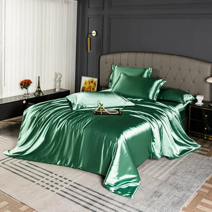 Luxury MC The Black Diamonds satin duvet cover set with solid color bedsheets in single, double, queen, or king size.