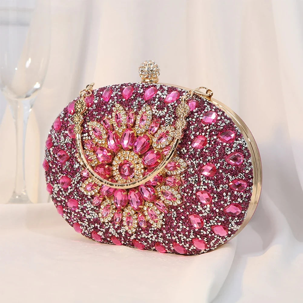 Luxury diamond women’s clutch evening bag with elegant scarf design by MC THE BLACK DIAMOND, featuring sparkling embellishments.