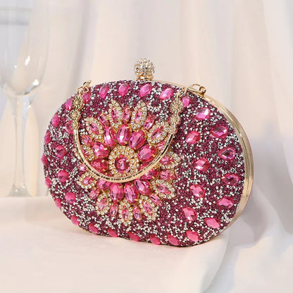 Luxury diamond women’s clutch evening bag with elegant scarf design by MC THE BLACK DIAMOND, featuring sparkling embellishments.