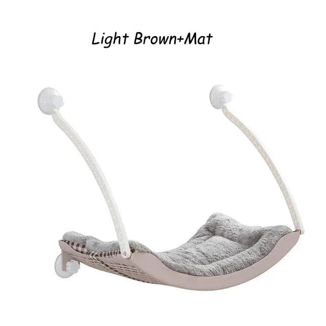 MC THE BLACK DIAMOND cat hammock bed with Arctic fleece, suction cup, and balcony hanging design for comfortable sunbathing.