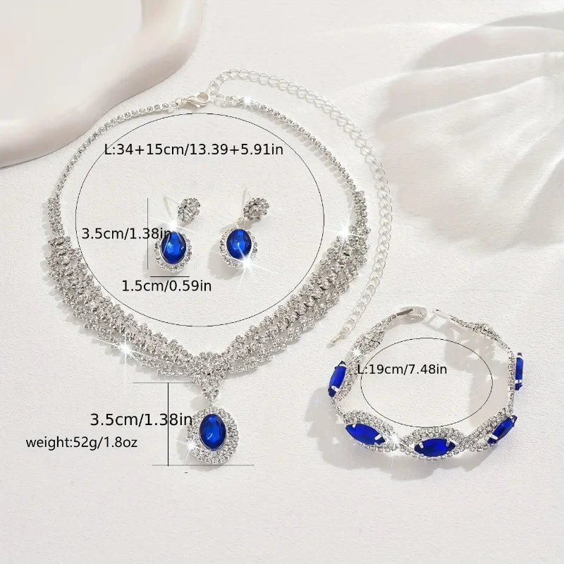 Elegant bridal jewelry set featuring a necklace and earrings with sparkling rhinestones by 𝕄𝕔 𝕋𝕙𝕖 𝔹𝕝𝕒𝕔𝕜 𝔻𝕚𝕒𝕞