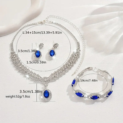 Elegant bridal jewelry set featuring a necklace and earrings with sparkling rhinestones by 𝕄𝕔 𝕋𝕙𝕖 𝔹𝕝𝕒𝕔𝕜 𝔻𝕚𝕒𝕞