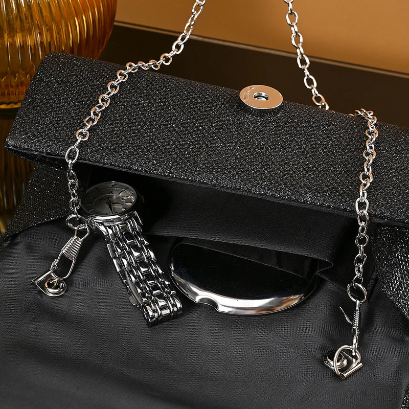 Silver wedding clutch bag for women with shiny rhinestones, elegant evening hand purse from 𝕄𝕔 𝕋𝕙𝕖 𝔹𝕝𝕒𝕔𝕜 𝔻𝕚𝕒�