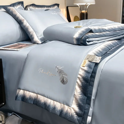 Feather embroidered summer blanket from 𝕄𝕔 𝕋𝕙𝕖 𝔹𝕝𝕒𝕔𝕜 𝔻𝕚𝕒𝕞𝕠𝕟�