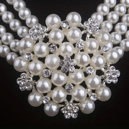 Vintage style pearl wedding jewelry set with necklace and earrings by MC THE BLACK DIAMOND, perfect for weddings and special occasions.