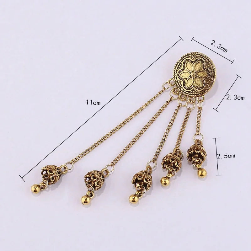 Vintage ethnic bell earrings with tassels, floral design, and Indian-inspired jewelry by 𝕄𝕔 𝕋𝕙𝕖 𝔹𝕝𝕒𝕔𝕜 𝔻𝕚𝕒�