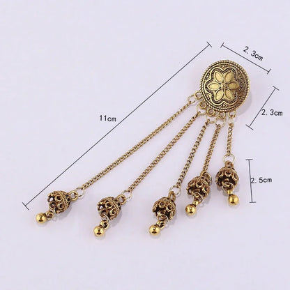 Vintage ethnic bell earrings with tassels, floral design, and Indian-inspired jewelry by 𝕄𝕔 𝕋𝕙𝕖 𝔹𝕝𝕒𝕔𝕜 𝔻𝕚𝕒�