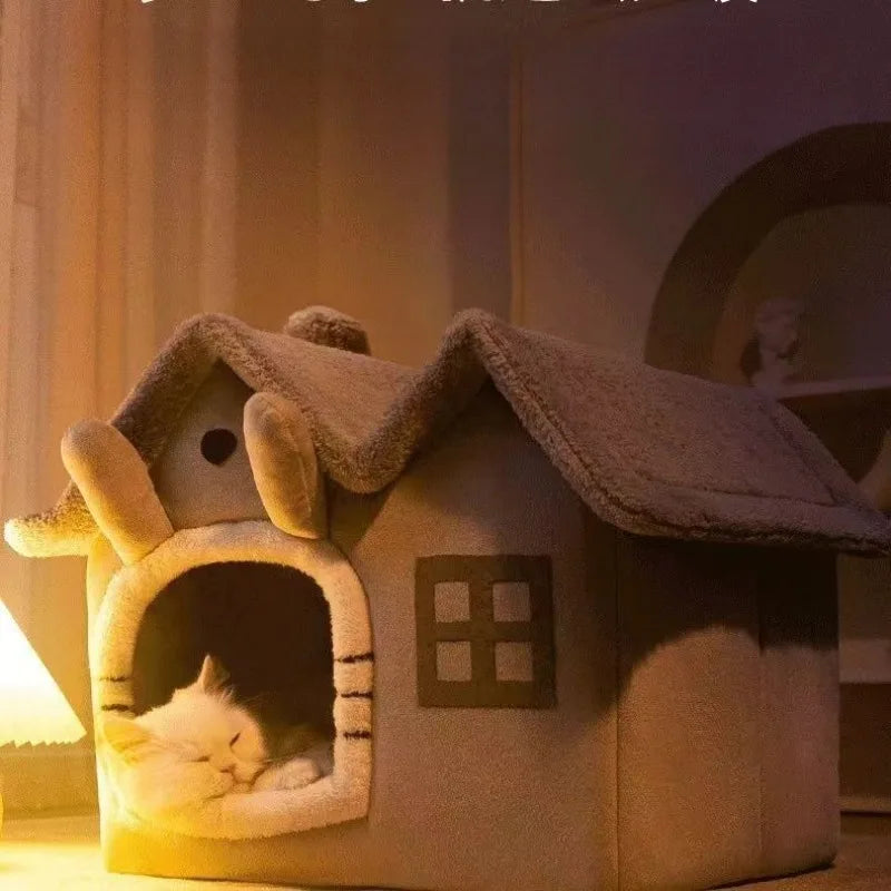 Foldable 3kg puppy house and small dog kennel bed from MC THE BLACK DIAMOND, featuring a cozy, compact cat condo house design.