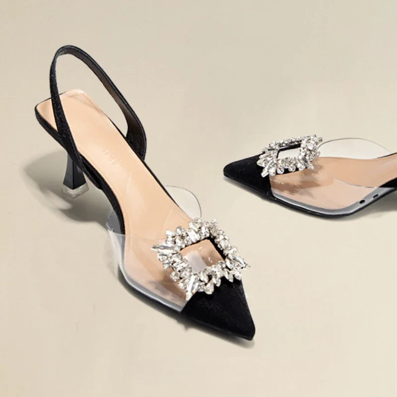 Luxury crystal high heels for women by MC THE BLACK DIAMOND featuring elegant summer sandal design with a stylish heel.
