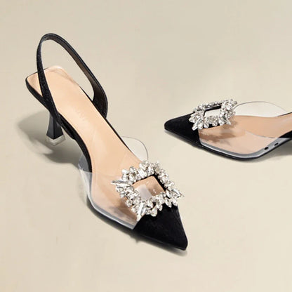 Luxury crystal high heels for women by MC THE BLACK DIAMOND featuring elegant summer sandal design with a stylish heel.