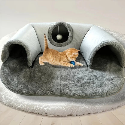MC THE BLACK DIAMOND cozy cat tunnel bed and play mat for small animals, soft fabric with tunnel design for fun and comfort