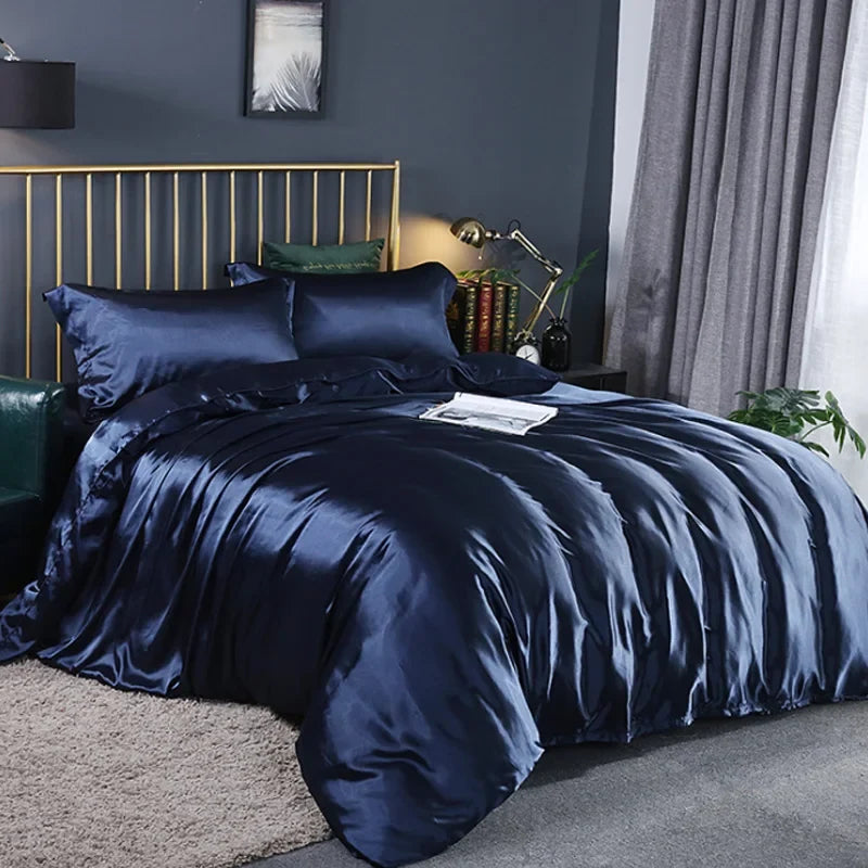 Soft silky textured comforter cover from MC The Black Diamonds bed sheets set, showcasing smooth fabric and elegant design.