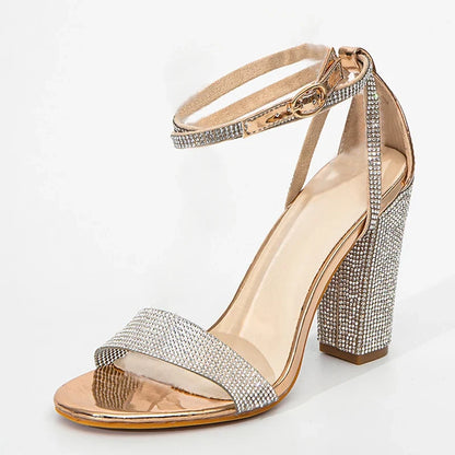 Liyke Fashion Glitter Rhinestones Square High Heels Sandals by 𝕄𝕮 𝕋𝕙𝕖 𝔹𝕝𝕒𝕔𝕜 𝔻𝕚𝕒𝕞