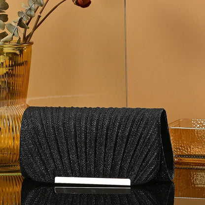 Silver wedding clutch bag with rhinestones, elegant ladies evening purse, black diamond brand, perfect for formal events and banquets.