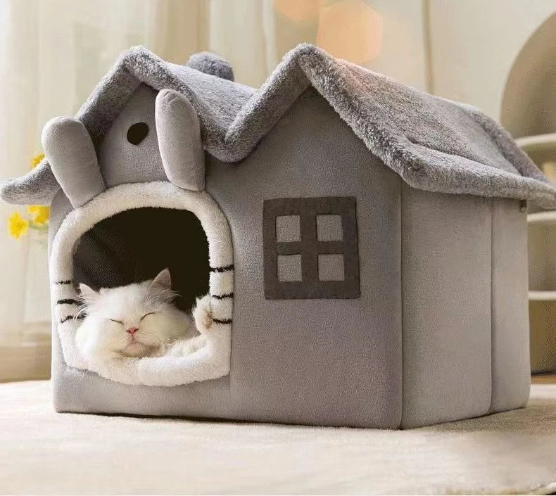 Foldable 3kg puppy house and small dog kennel bed from MC THE BLACK DIAMOND, featuring a cozy cat condo house for pets.