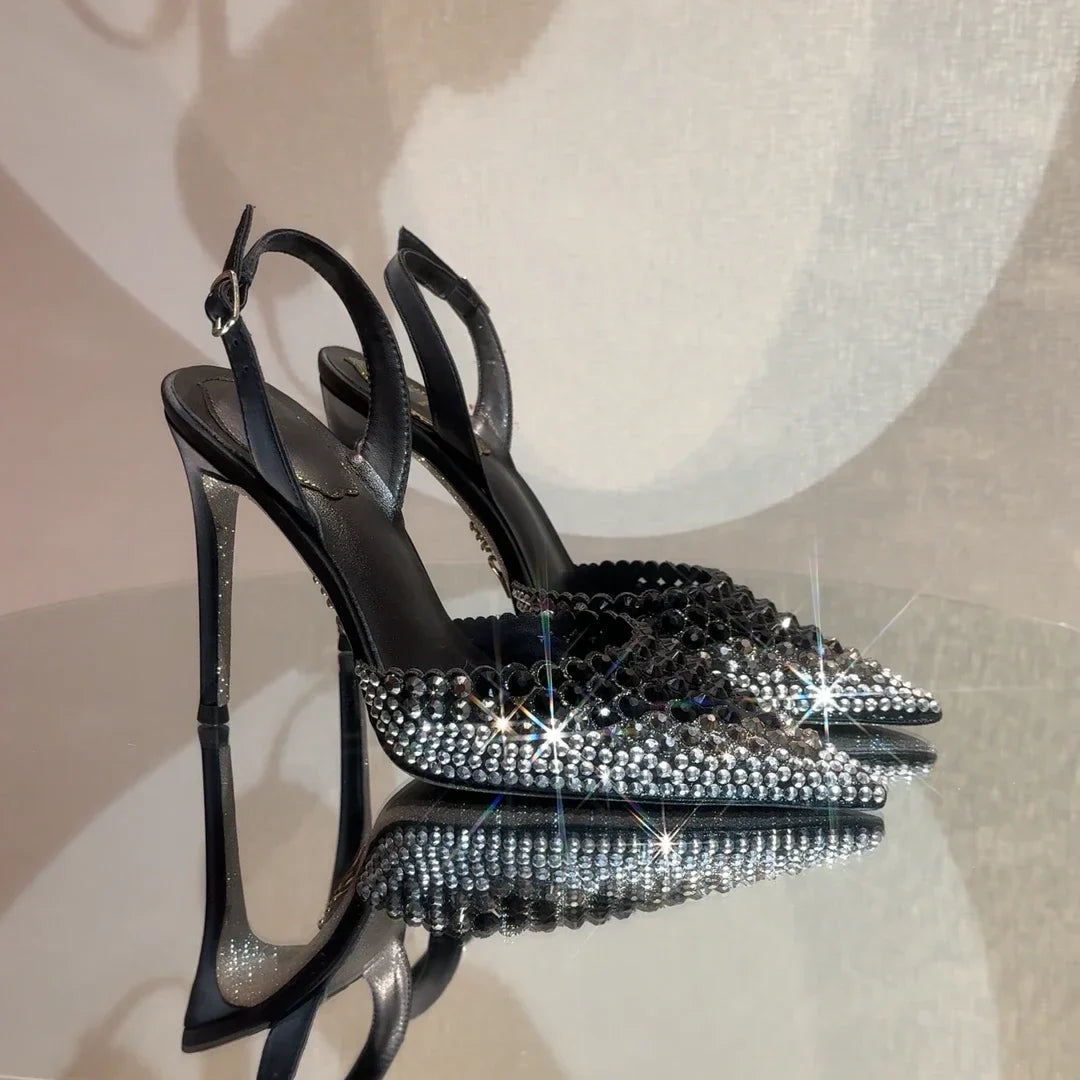 Luxury Rhinestones Gradient Slingbacks by 𝕄𝕔 𝕋𝕙𝕖 𝔹𝕝𝕒𝕔𝕜 𝔻𝕚𝕒𝕞𝕠𝕟�