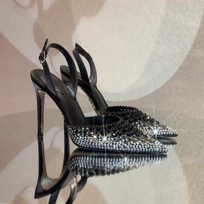Luxury Rhinestones Gradient Slingbacks by 𝕄𝕔 𝕋𝕙𝕖 𝔹𝕝𝕒𝕔𝕜 𝔻𝕚𝕒𝕞𝕠𝕟�