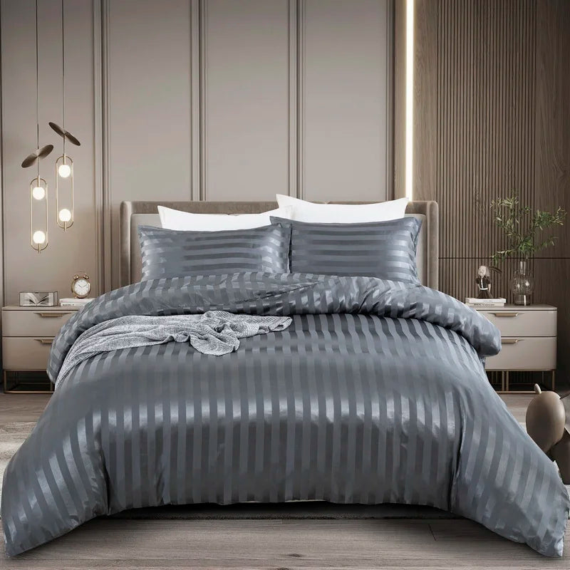 Luxury satin striped duvet cover set by 𝕄𝕔 𝕋𝕙𝕖 𝔹𝕝𝕒𝕔𝕜 𝔻𝕚𝕒𝕞𝕠𝕟�