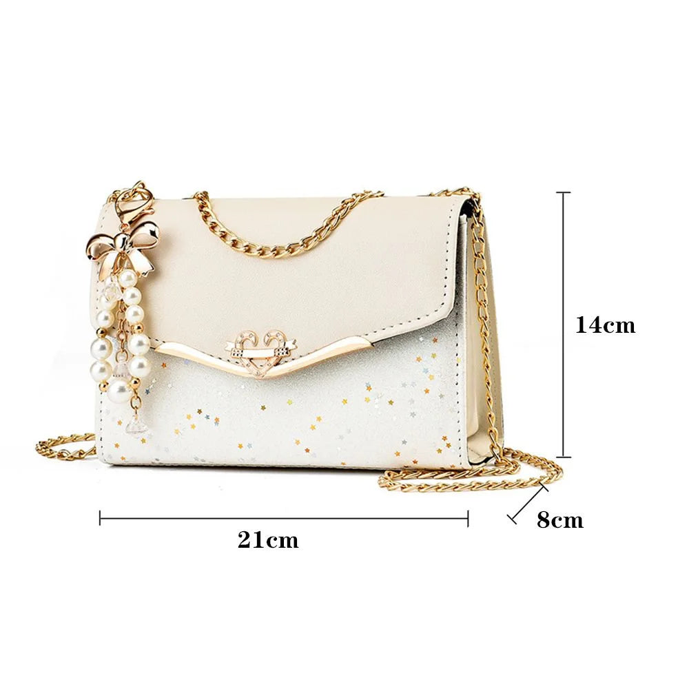 Trendy women’s fashion sequin messenger bag with tassel, single shoulder style, PU leather, mobile phone pouch, by 𝕄𝕔 𝕋𝕙𝕖 𝔹𝕝𝕒𝕔𝕜 �