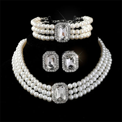 MC THE BLACK DIAMOND bridal jewelry set featuring a necklace and versatile earrings with elegant, sparkling design.