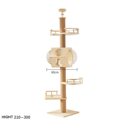 MC THE BLACK DIAMOND YXT cat tree with cat nest and perch, multi-level floor-to-ceiling tower for cats to scratch, climb, and relax.