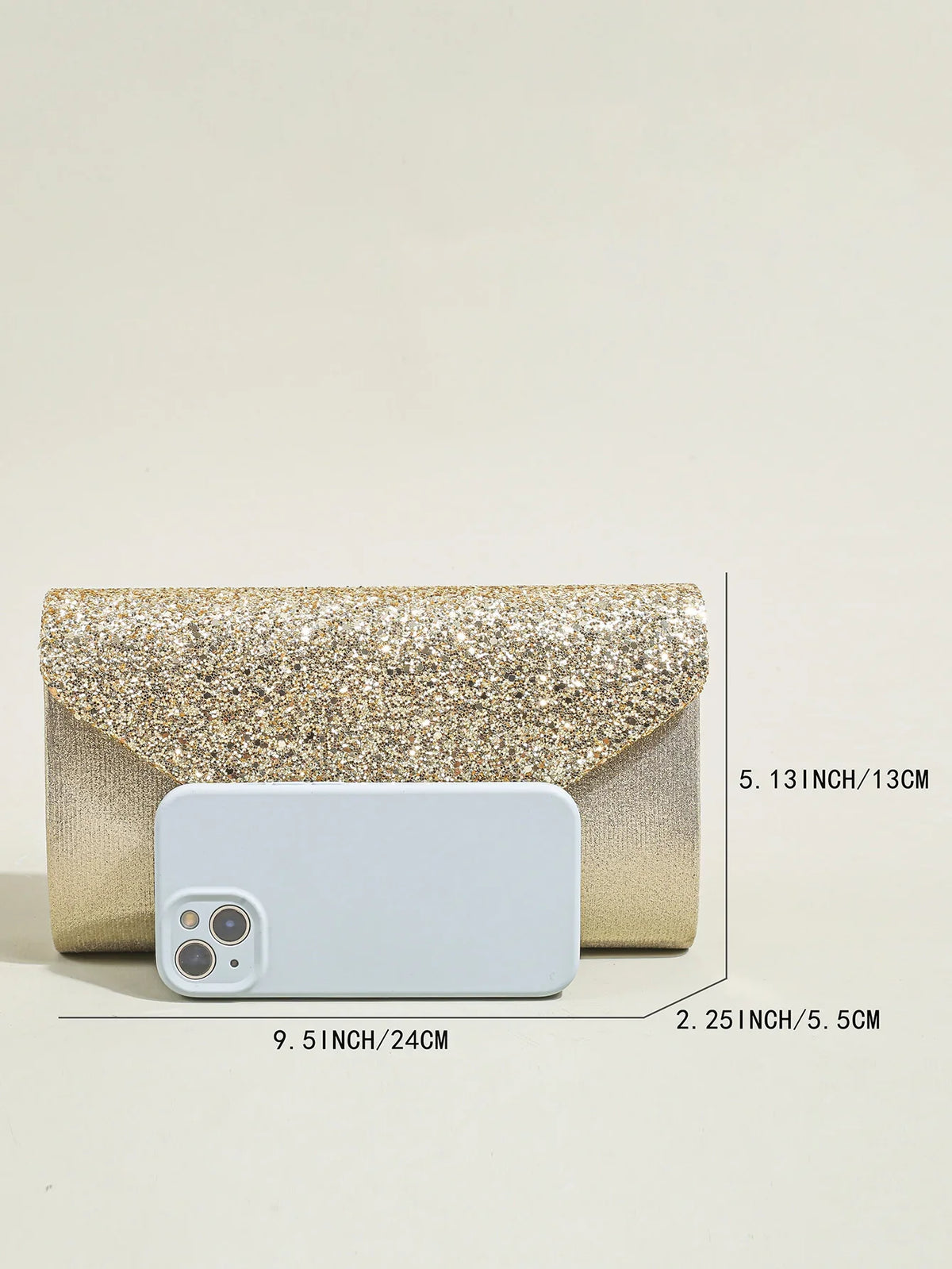 Women evening envelope handbag with sequins and chain shoulder strap, stylish clutch for parties by Mohammad Collection.