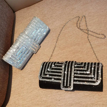 MC The Black Diamond crystal handbag armpit chain for wedding and party, stylish accessory with elegant design and sparkling crystals.