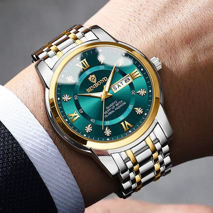 Luxury Mc The Black Diamond diver watch for men, waterproof 30ATM with date display, sporty jewelry watch in sleek black design.